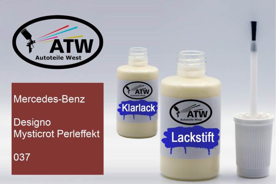 Mercedes-Benz, Designo Mysticrot Perleffekt, 037: 20ml Lackstift + 20ml Klarlack - Set, von ATW Autoteile West.